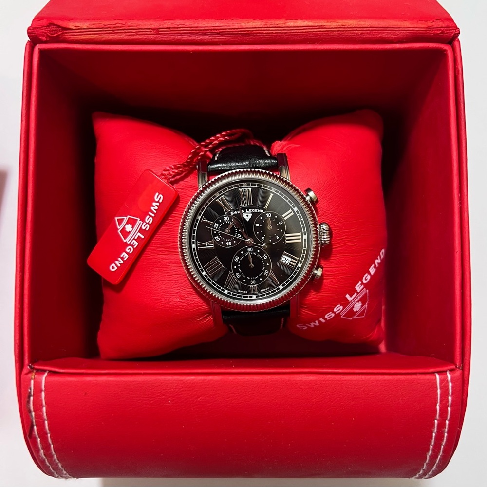 Swiss Legend Watch Black Gen. Ostrich Strap Unisex - Picture 3 of 7